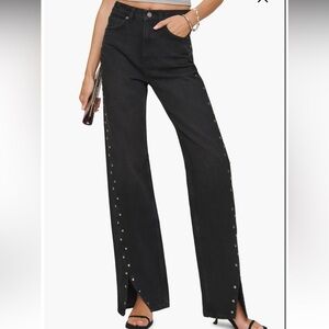 Cary Studded High Waist Slouchy Wide Leg Jeans